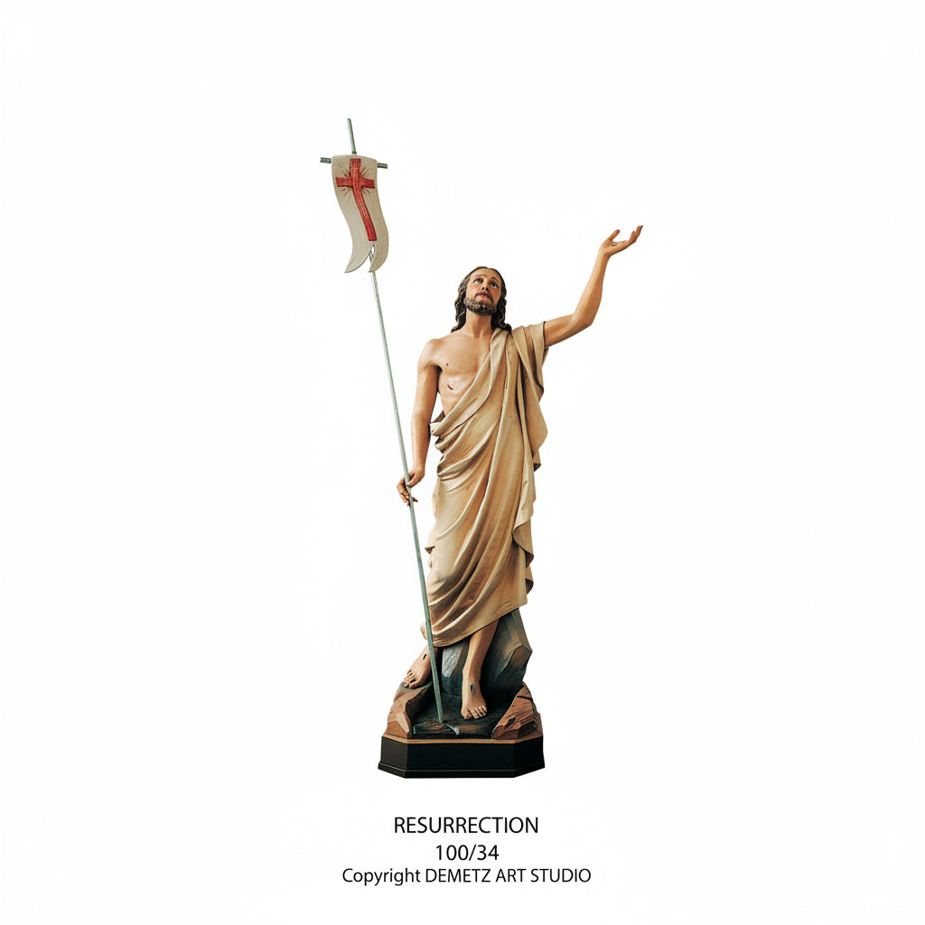 Wood Carved Statue of Jesus, The Resurrection by Demetz (100/34)