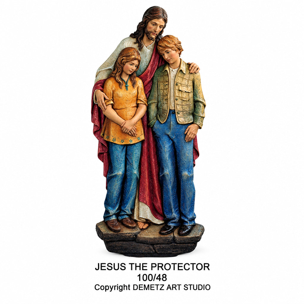 Wood Carved Jesus the Protector - 3/4 Relief by Demetz (100/48)