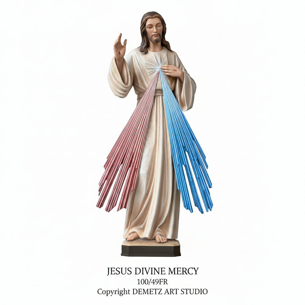 Wood Carved Statue of Jesus, Divine Mercy by Demetz (100/49FR)