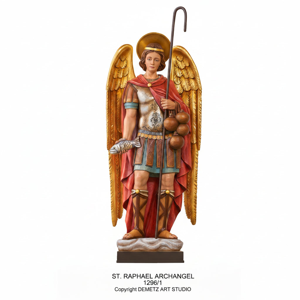 Wood Carved Statue of St. Raphael The Archangel by Demetz (1296/1)