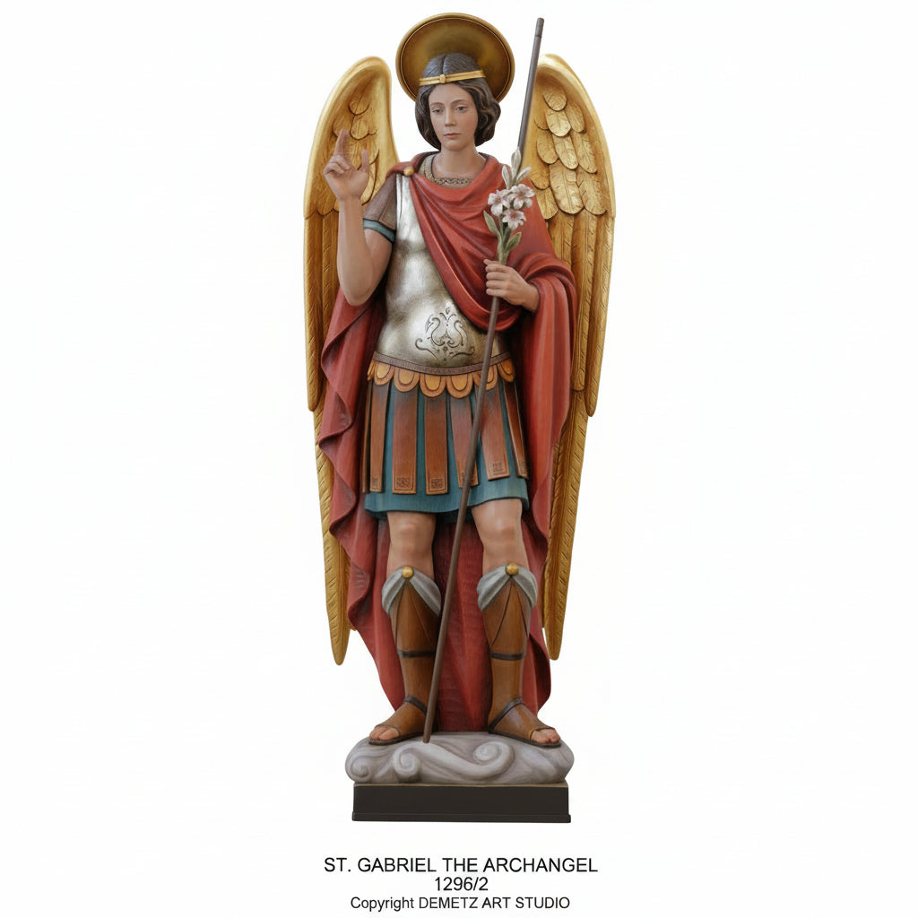 Wood Carved Statue of St. Gabriel The Archangel by Demetz (1296/2)