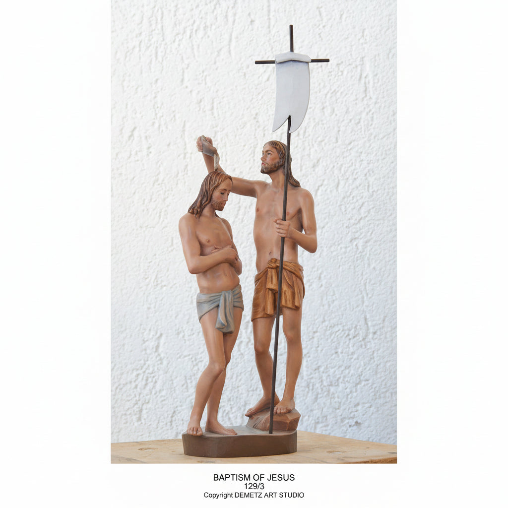 Wood Carved Statue of The Baptism of Jesus by Demetz (129/3)