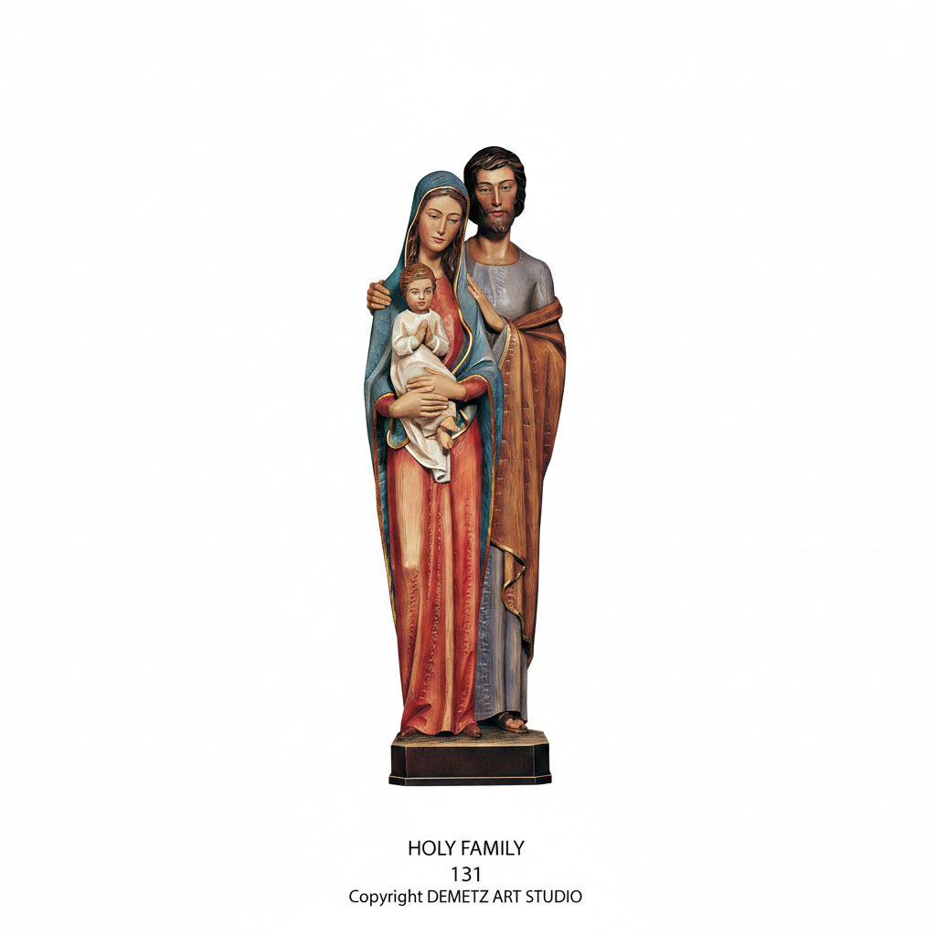 Wood Carved Statue of The Holy Family by Demetz (131)