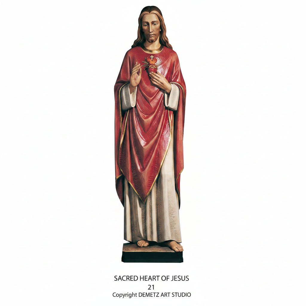 Wood Carved Statue of Sacred Heart of Jesus by Demetz (21)