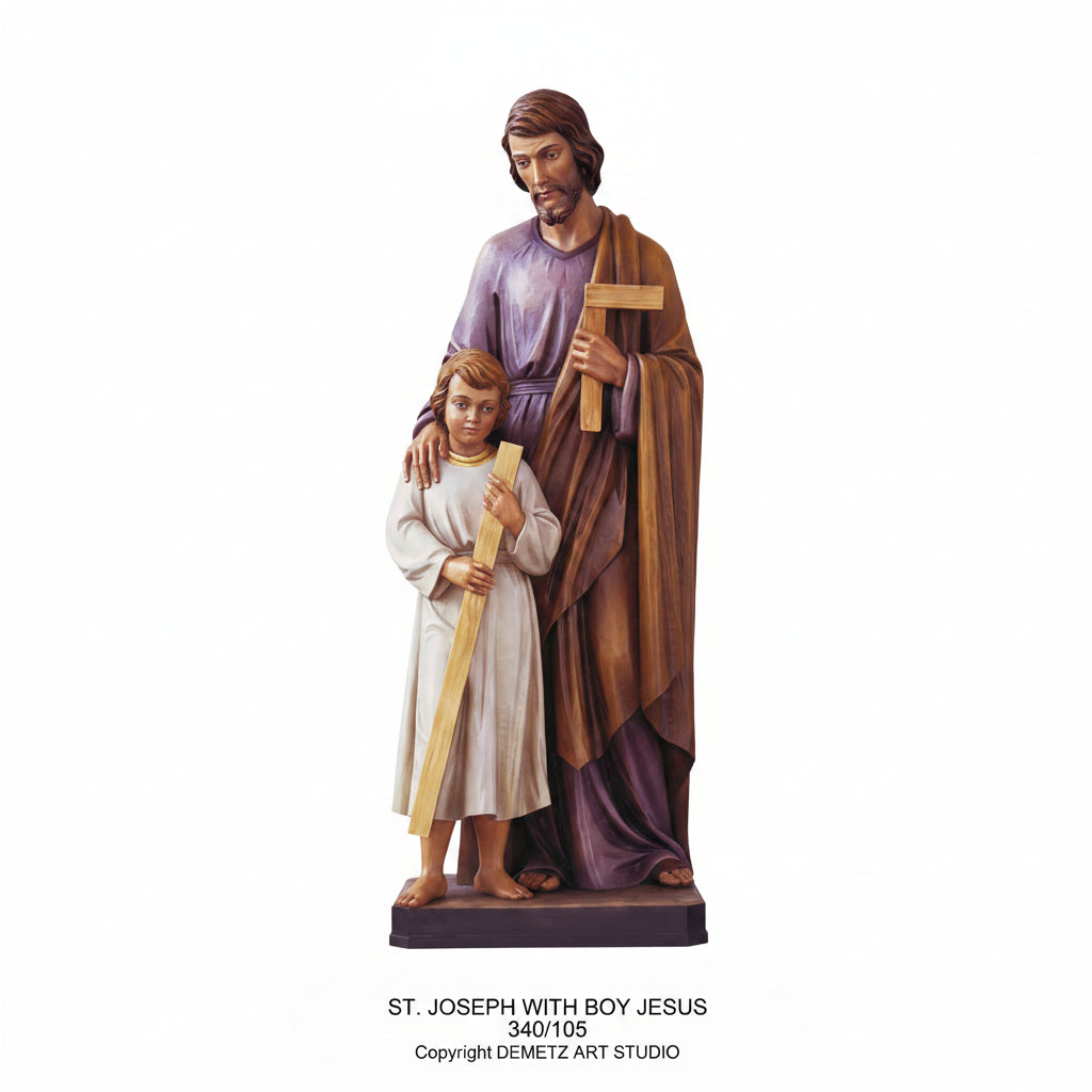 Wood Carved Statue of St. Joseph with Child Jesus by Demetz (340/105)