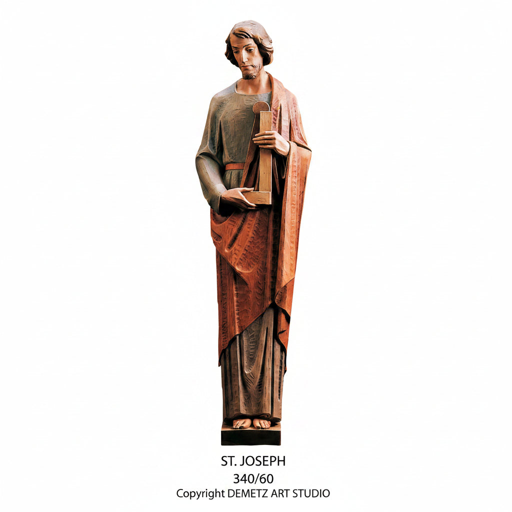 Wood Carved Statue of St. Joseph The Worker by Demetz (340/60)