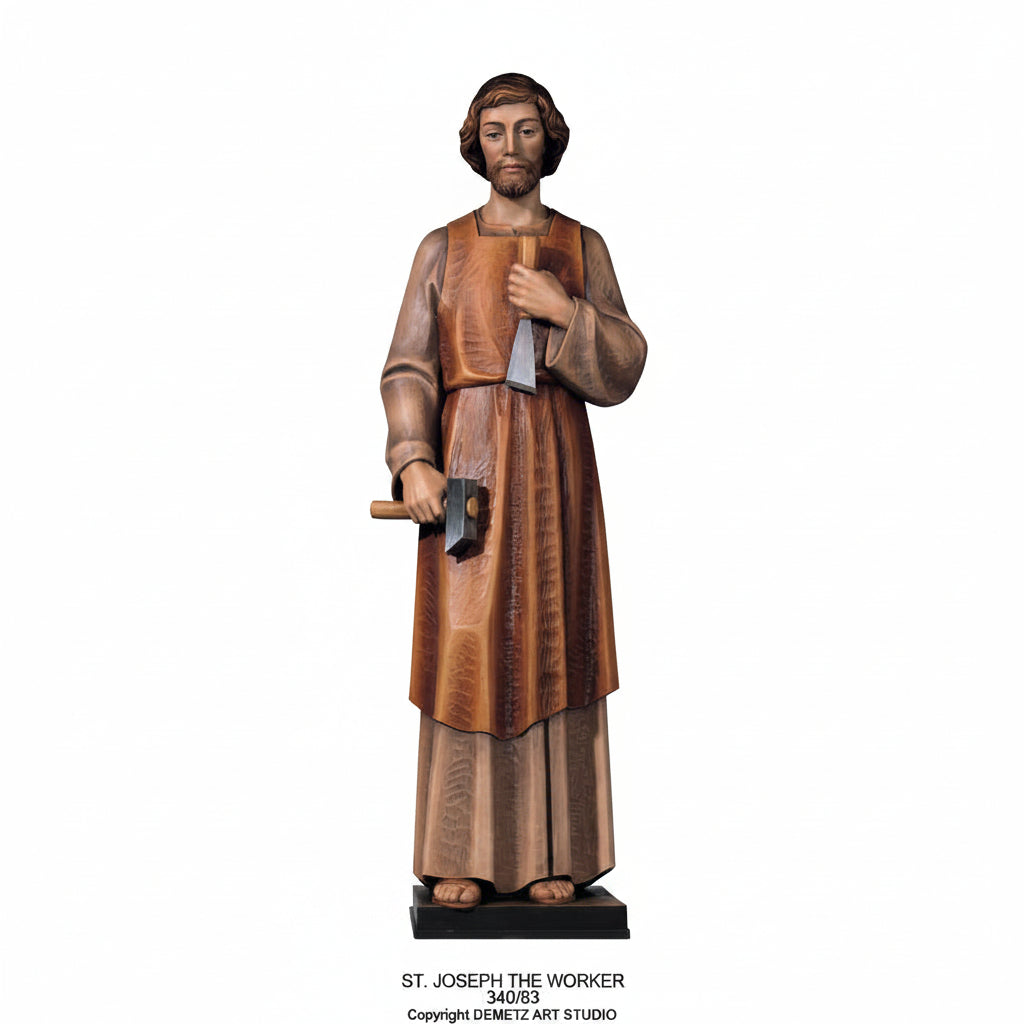 Wood Carved Statue of St. Joseph The Worker by Demetz (340/83)