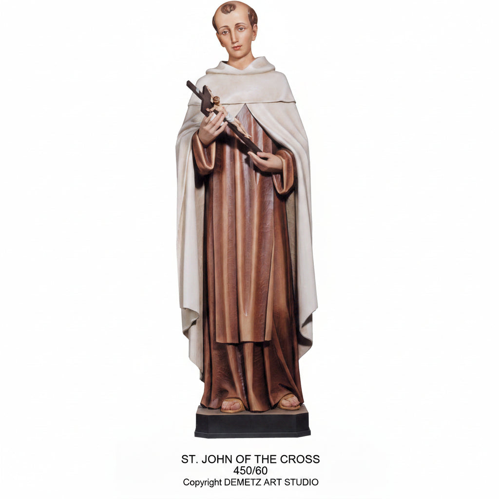 Wood Carved Statue of St. John of The Cross by Demetz (450/60)