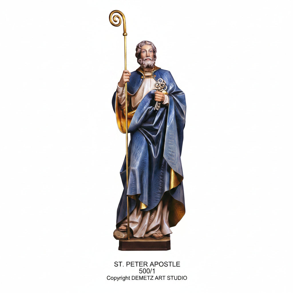 Wood Carved Statue of St. Peter Apostle by Demetz (500/1)