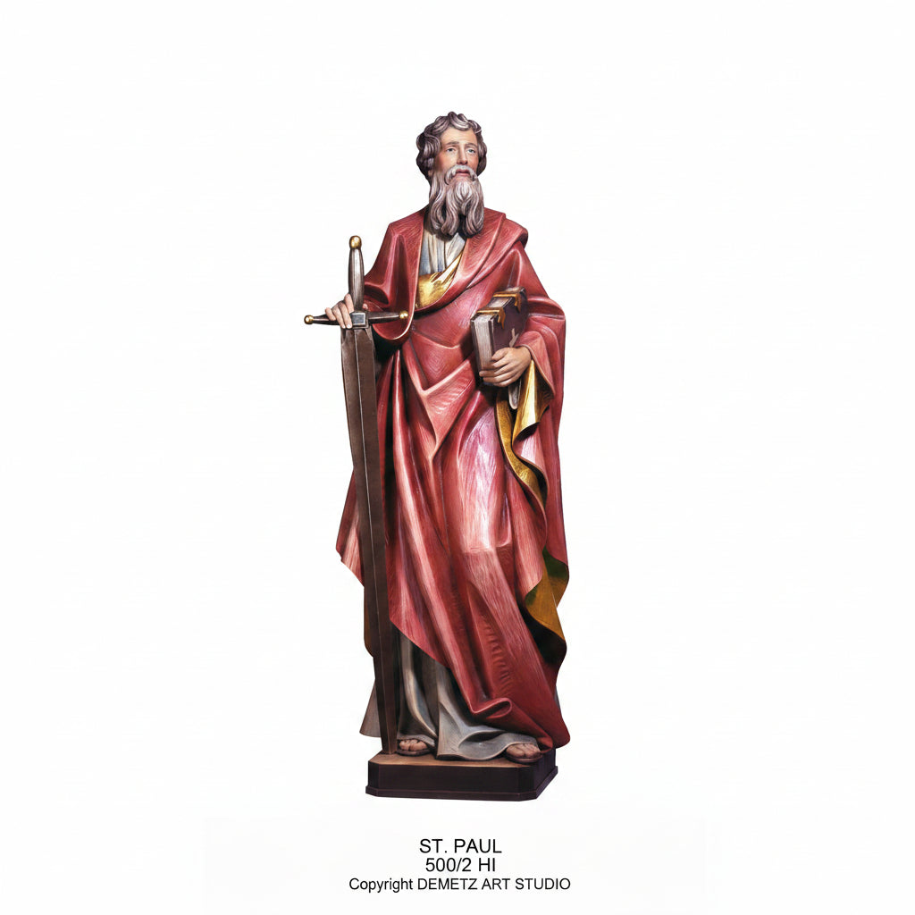 Wood Carved Statue of St. Paul Apostle by Demetz (500/2)