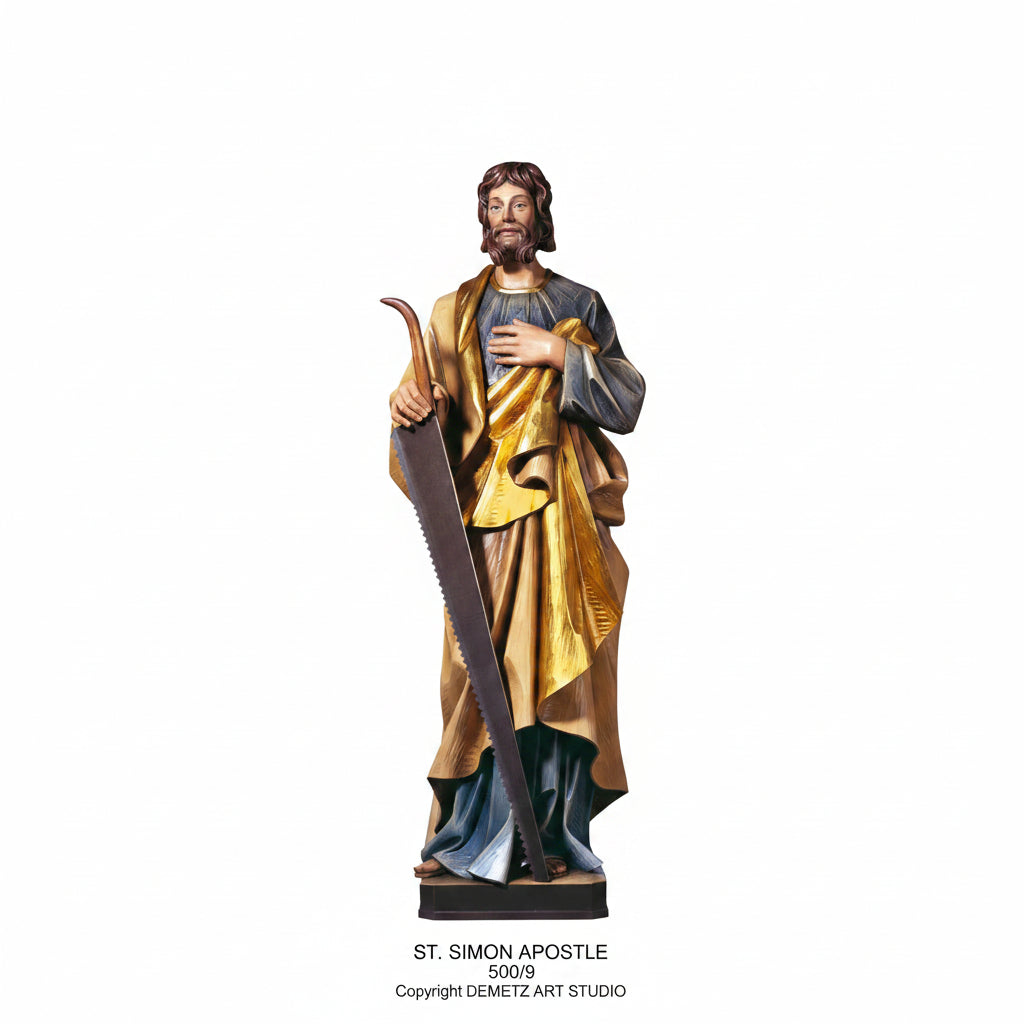 Wood Carved Statue of St. Simon Apostle by Demetz (500/9)