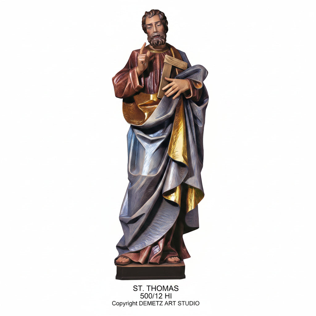 Wood Carved Statue of St. Thomas Apostle by Demetz (500/12)