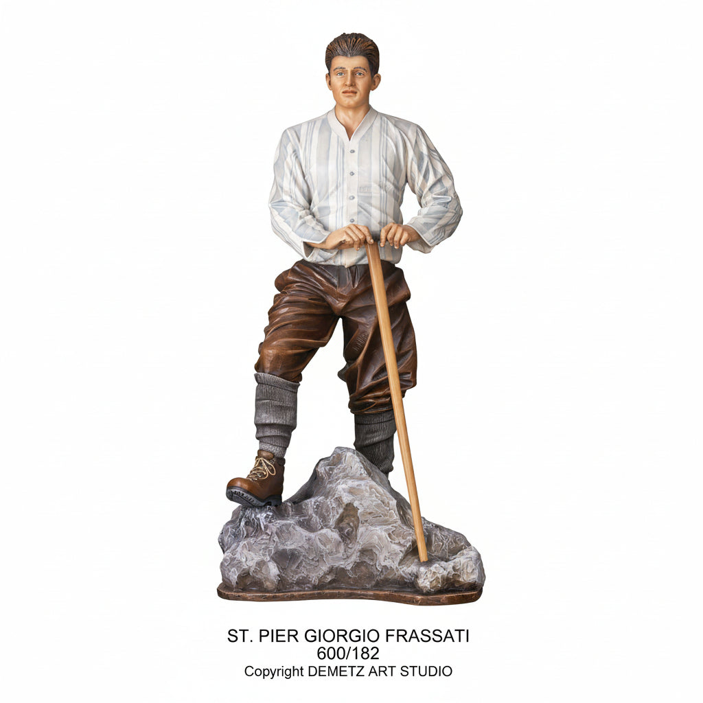 Wood Carved Statue of St. Pier Giorgio Frassati by Demetz (600/182)