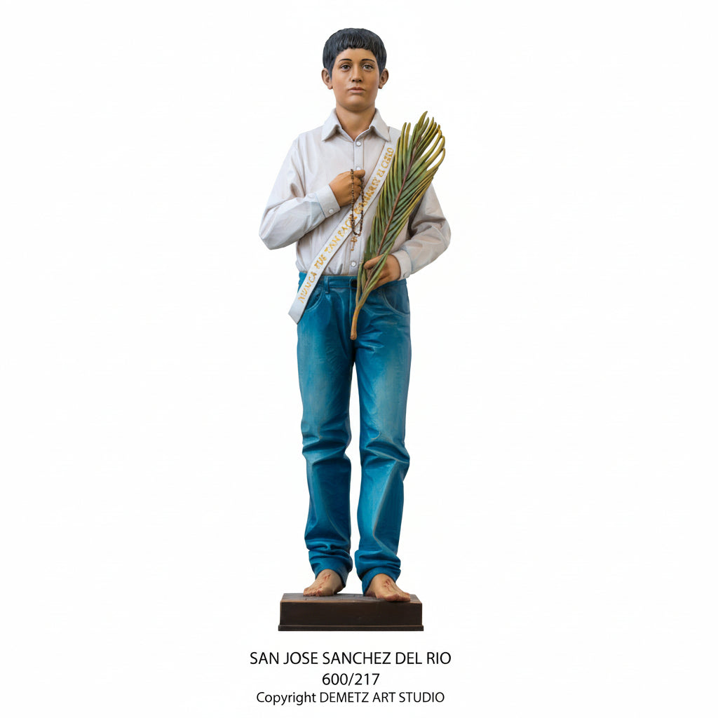 Wood Carved Statue of St. Jose Sanchez Del Rio by Demetz (600/217)