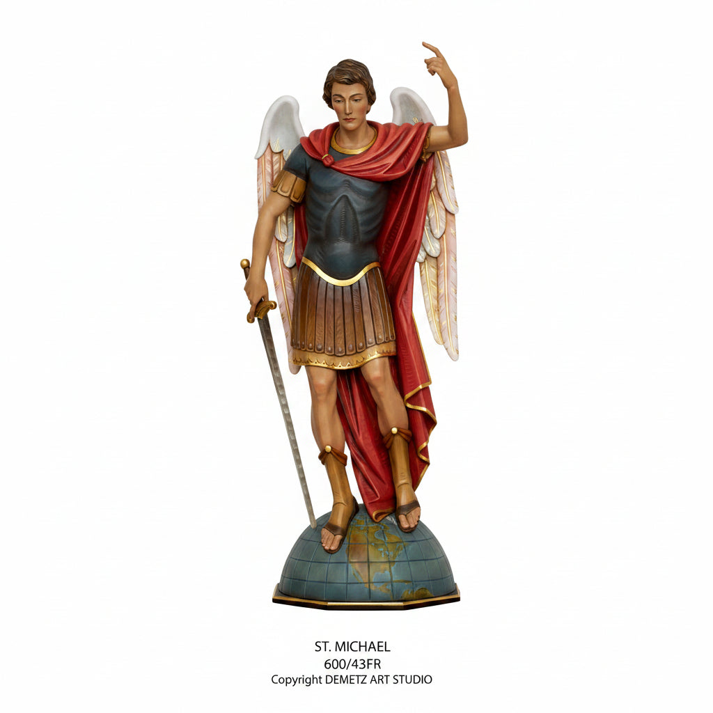 Wood Carved Statue of St. Michael by Demetz (600/43FR)