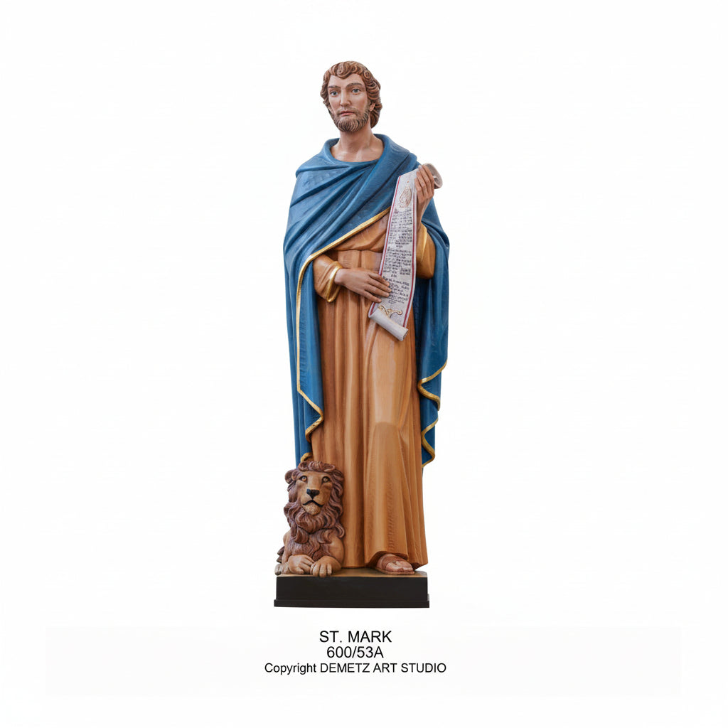 Wood Carved Statue of St. Mark, Four Evangelists by Demetz (600/53A)