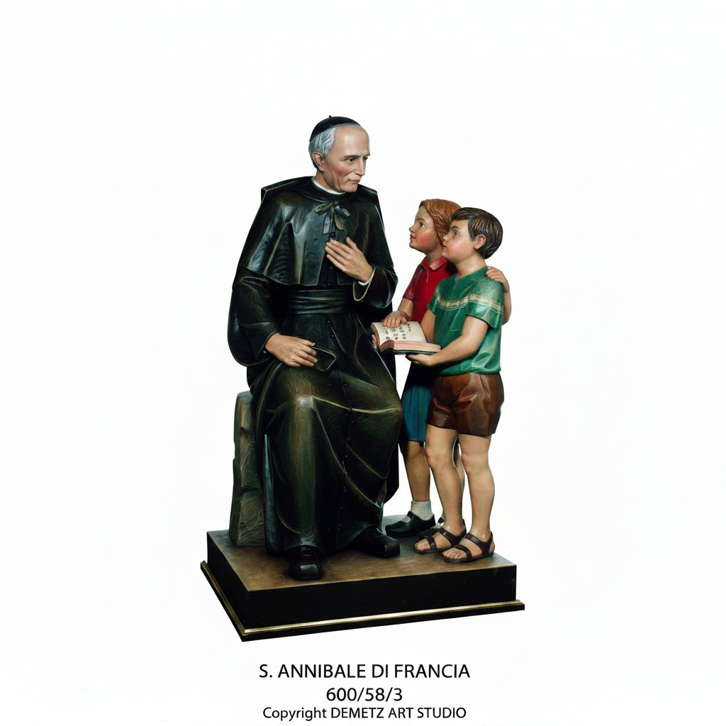 Wood Carved Statue of St. Annibale Di Francia by Demetz (600/58/3)