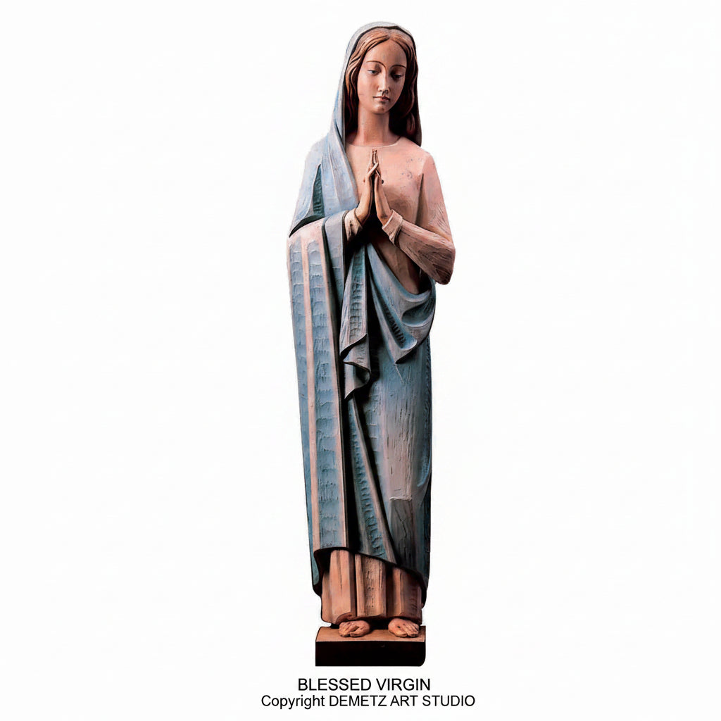 Wood Carved Statue of Mary, Blessed Virgin by Demetz (640/40)