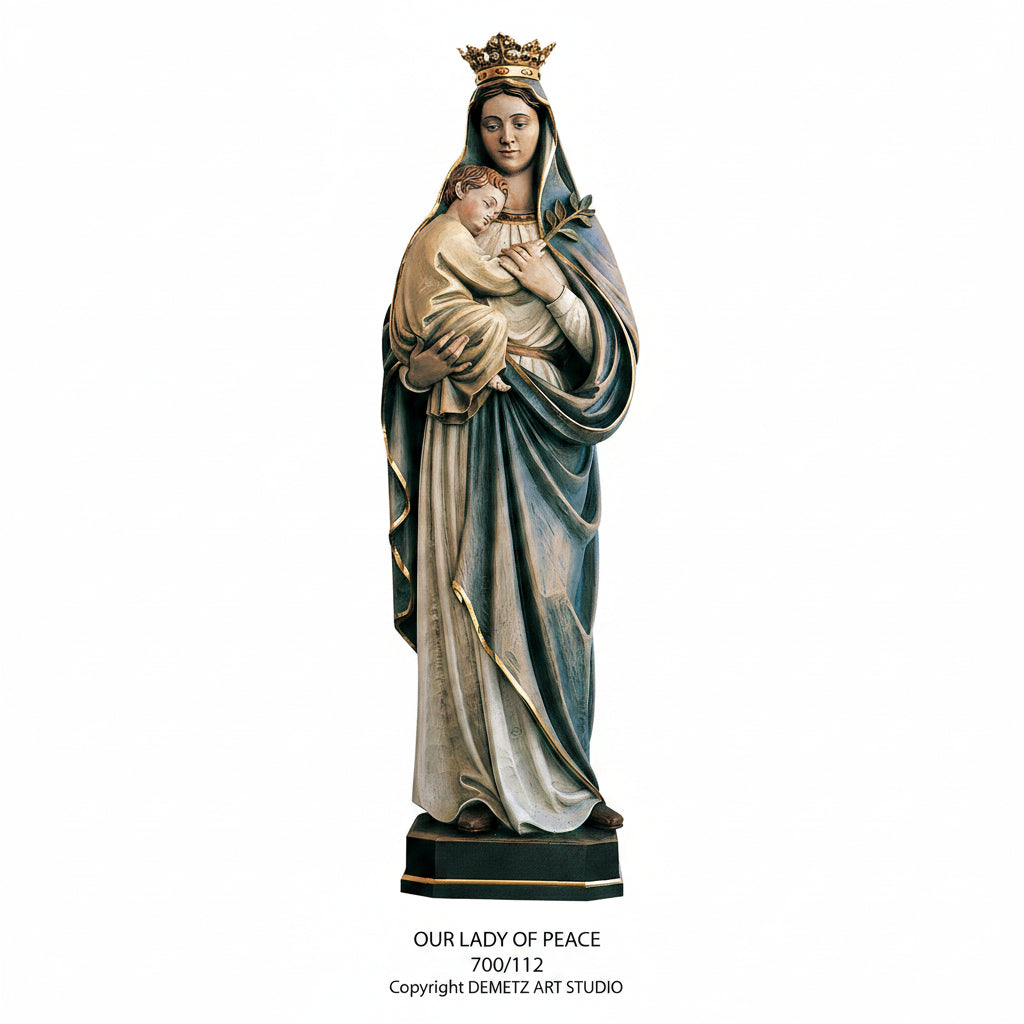 Wood Carved Statue of Mary, Our Lady of Peace by Demetz (700/112)