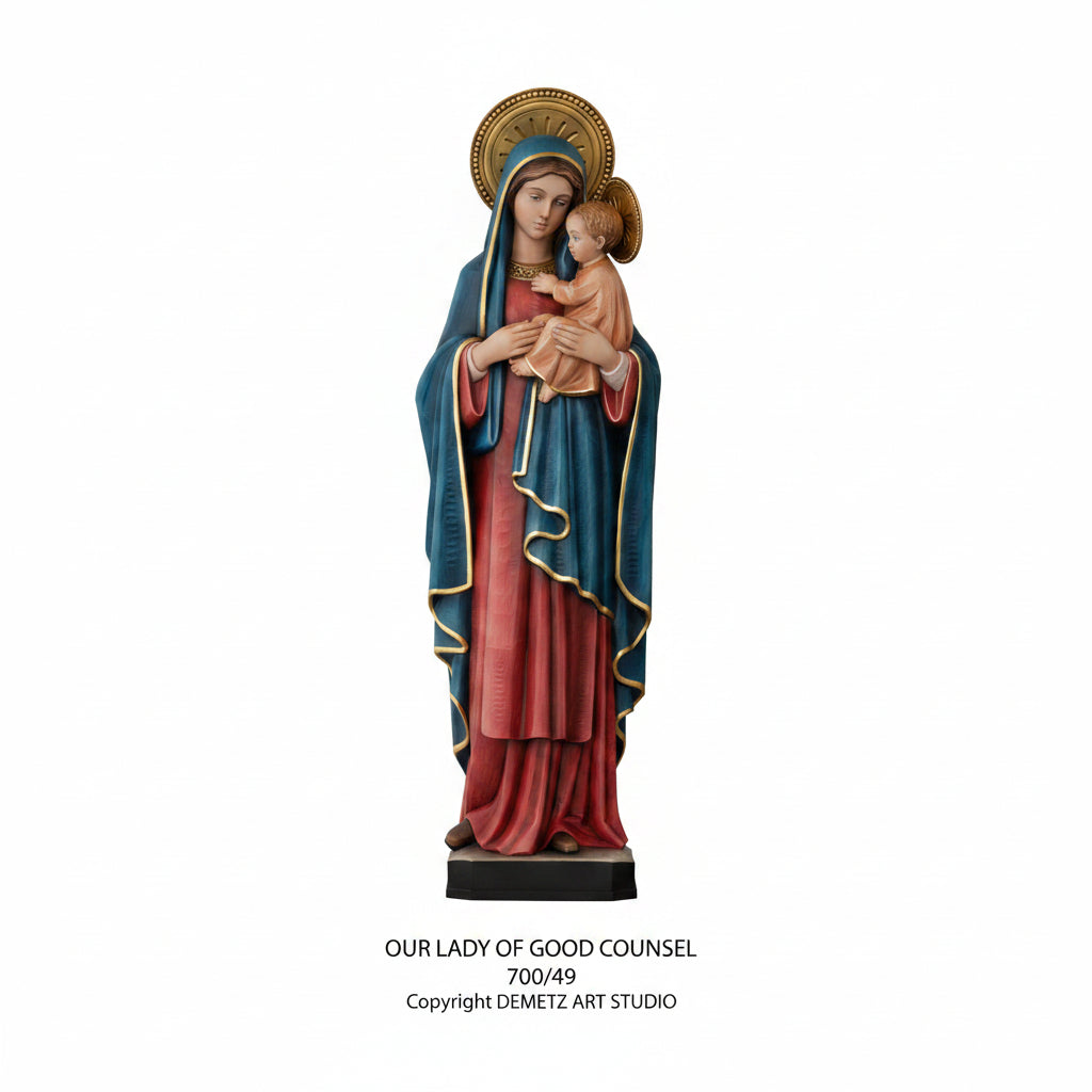 Wood Carved Statue of Mary, Our Lady of Good Counsel by Demetz (700/49)
