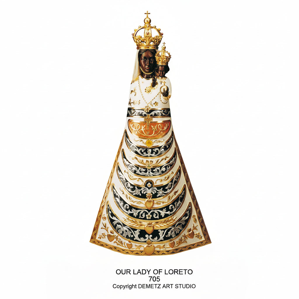 Wood Carved Statue of Mary, Our Lady of Loreto by Demetz (705)