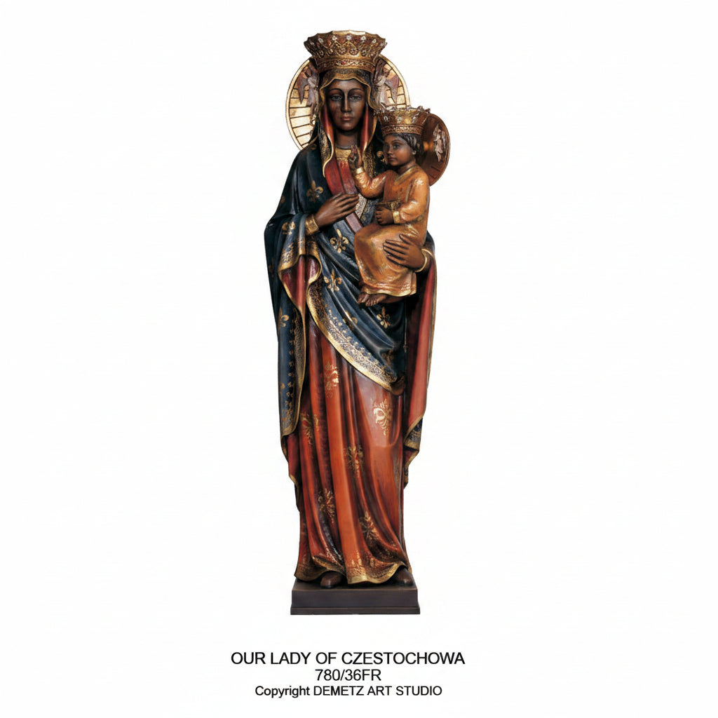 Wood Carved Statue of Our Lady Czestochowa by Demetz (780/36FR)