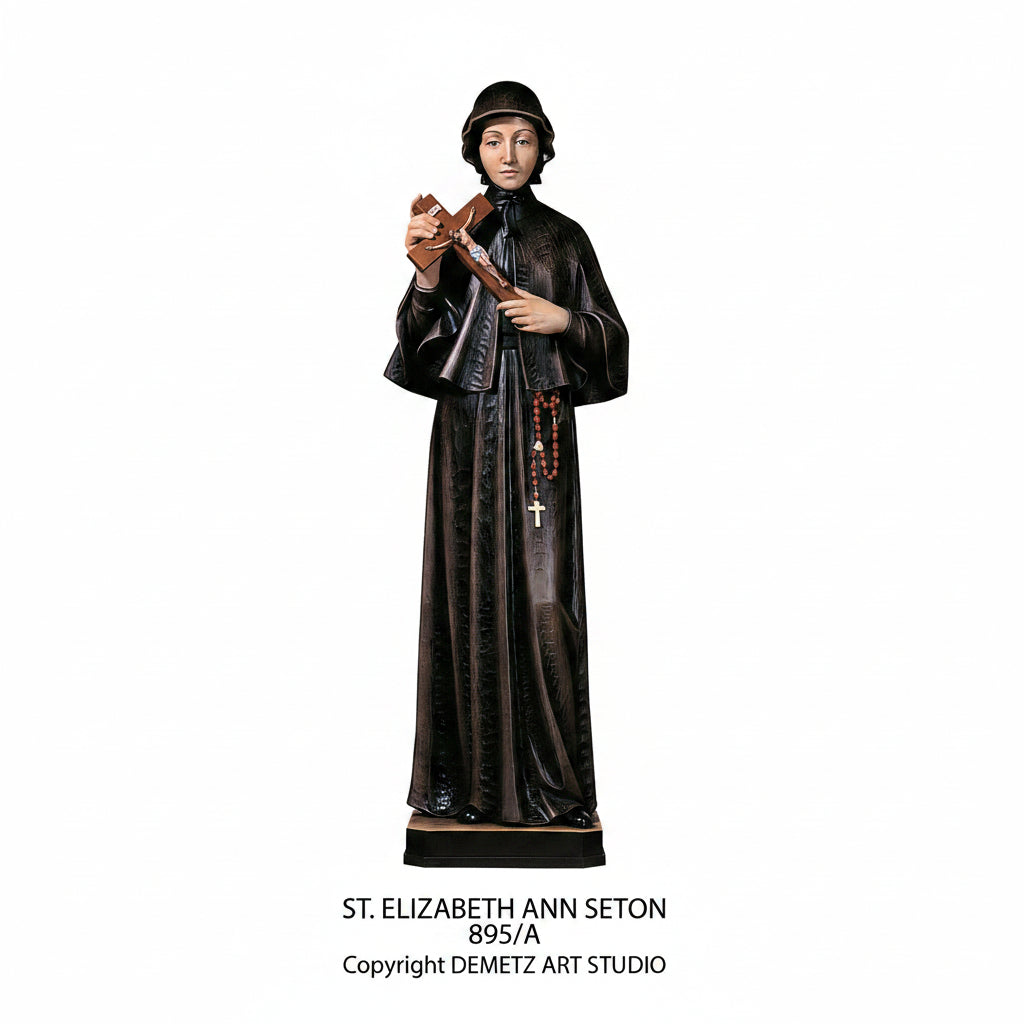 Wood Carved Statue of St. Elizabeth Seton by Demetz (895A)