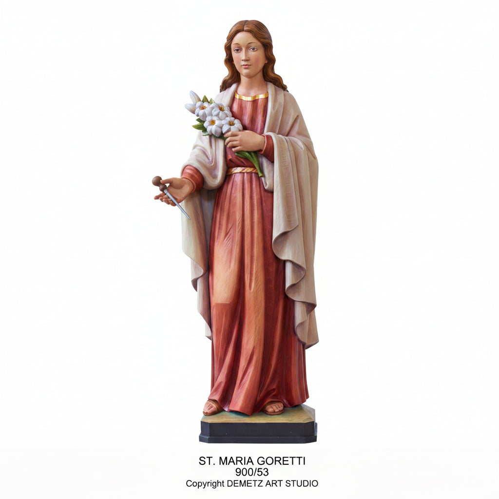 Wood Carved Statue of St. Mary Goretti by Demetz (900/53)