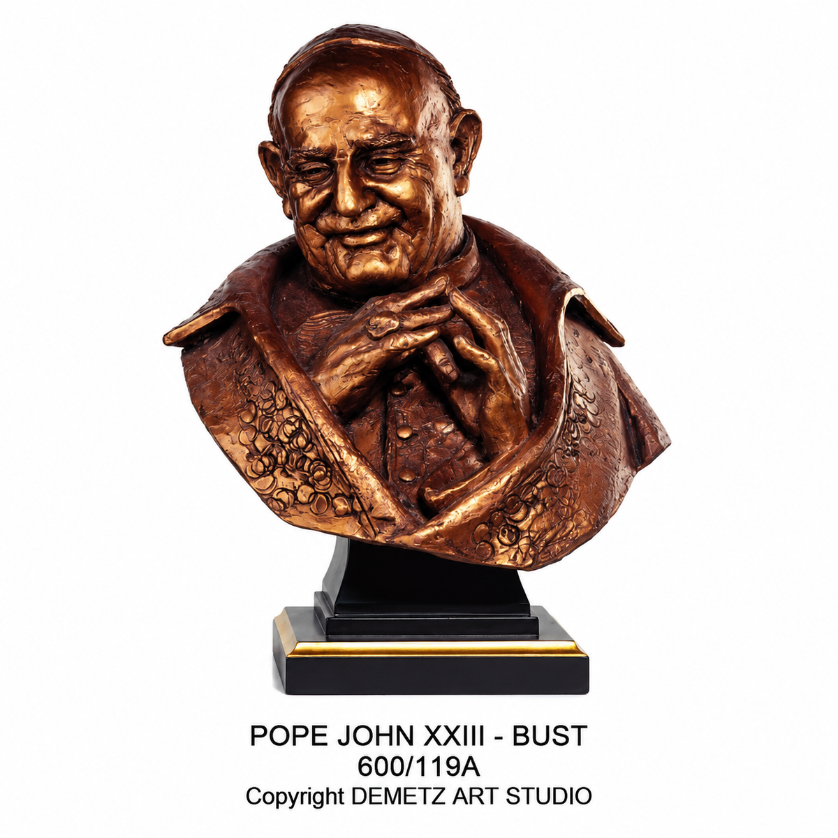 Wood Carved Statue of St. John XXIII, Pope John XXIII - Bust by Demetz (600/119A)