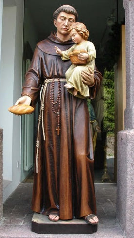 Wood Carved Statue of St. Anthony with Child