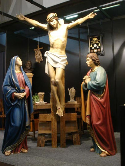 Wood Carved Crucifixion Group Fynders Keepers