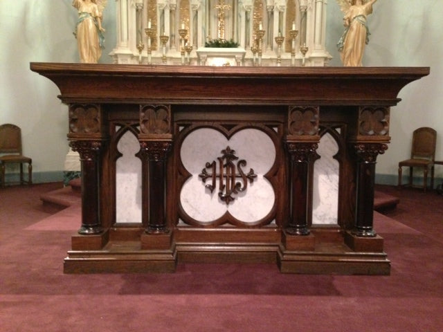 SOLID OAK and Marble Altar of sacrifice Fynders Keepers