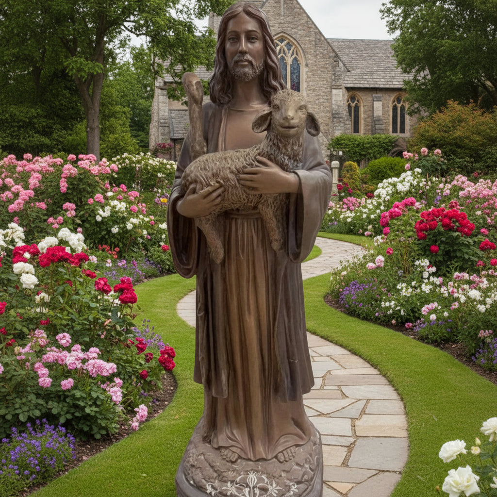 Bronze Statue of Jesus, The Good Shepherd