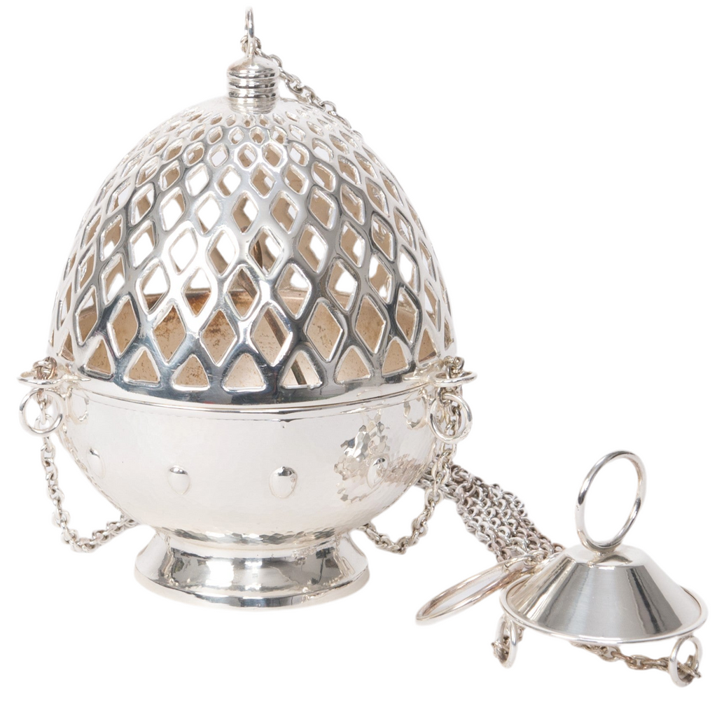 H-173S Silver Plated Cathedral Censer, Thurible