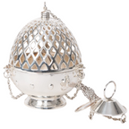 H-173S Silver Plated Cathedral Censer, Thurible