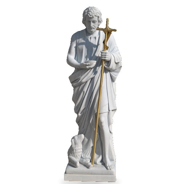 St John the Baptist Carved Marble Statue 6ft Fynders Keepers