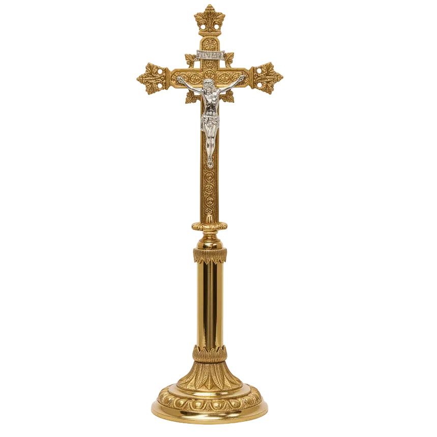 H-107B-AC Brass Altar Crucifix