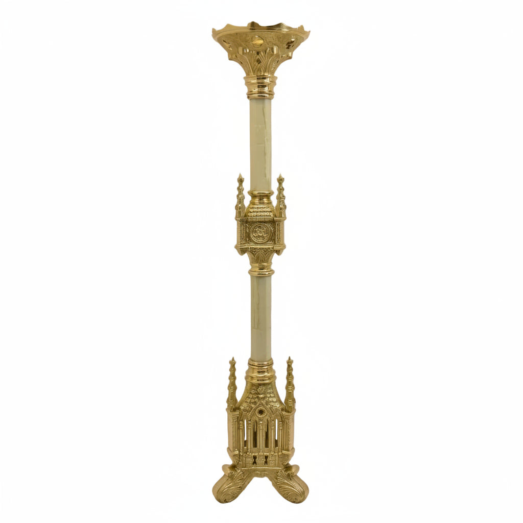 H-125M Brass and Marble Candlestick