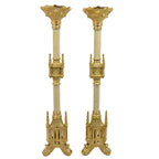 H-125M Brass and Marble Candlestick