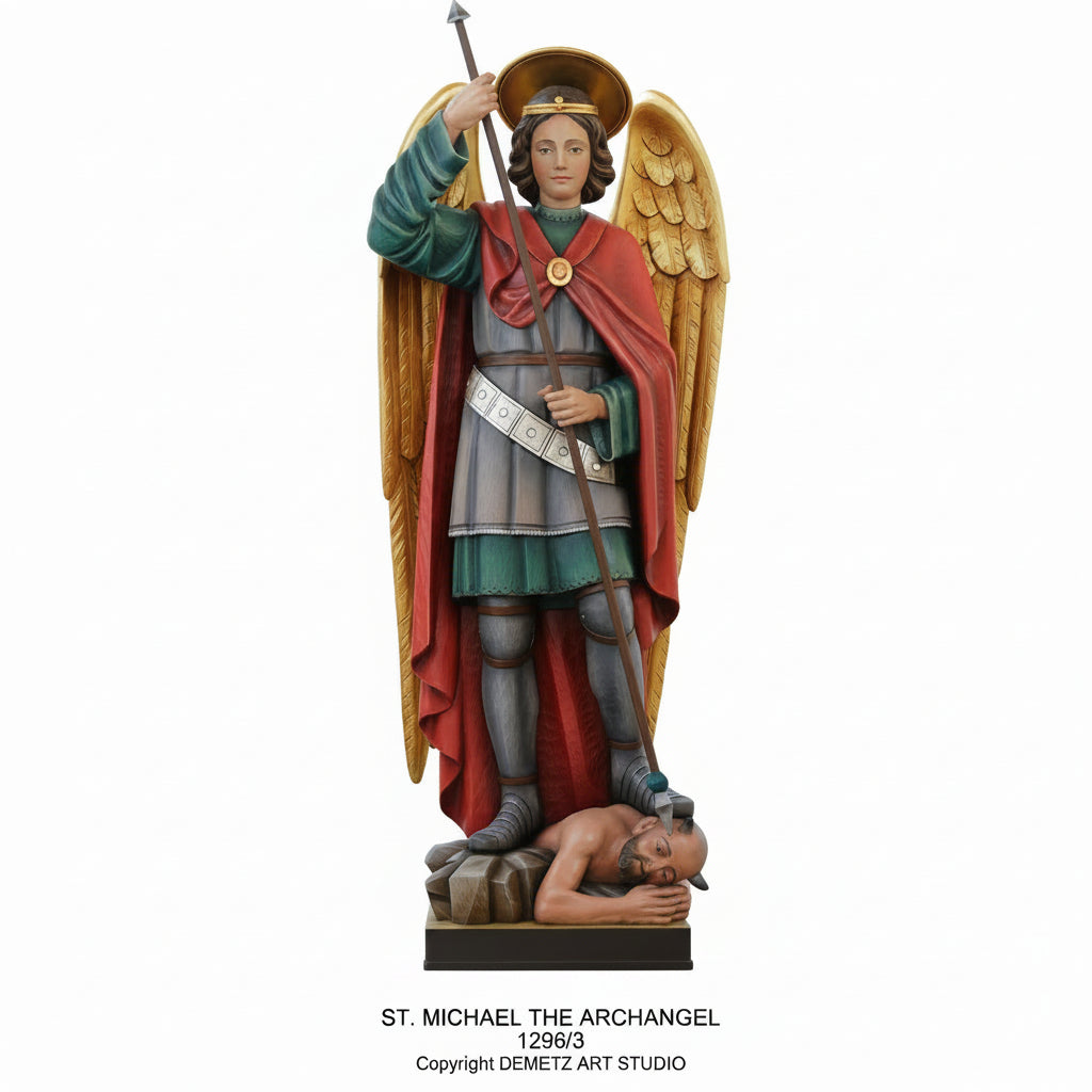 Wood Carved Statue of St. Michael The Archangel by Demetz (1296/3)