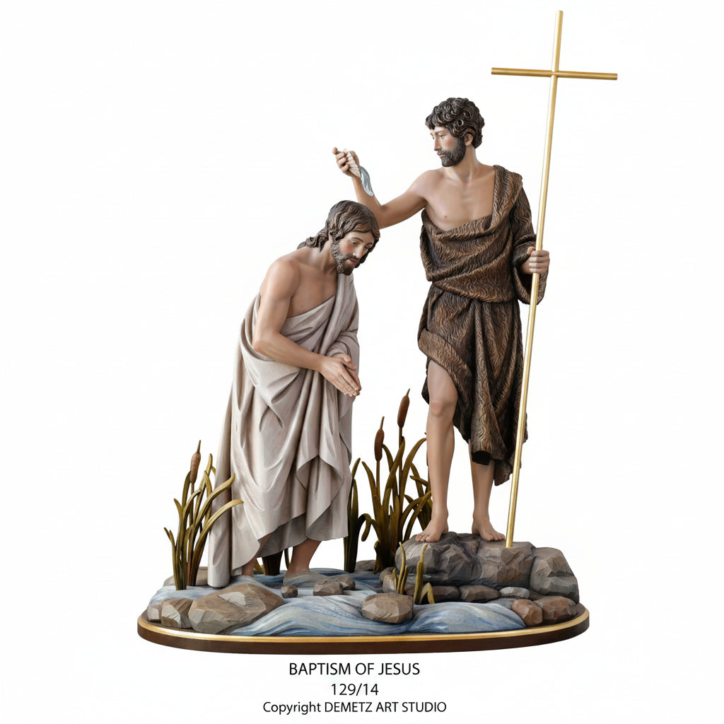 Wood Carved Statue of The Baptism of Jesus by Demetz (129/14)