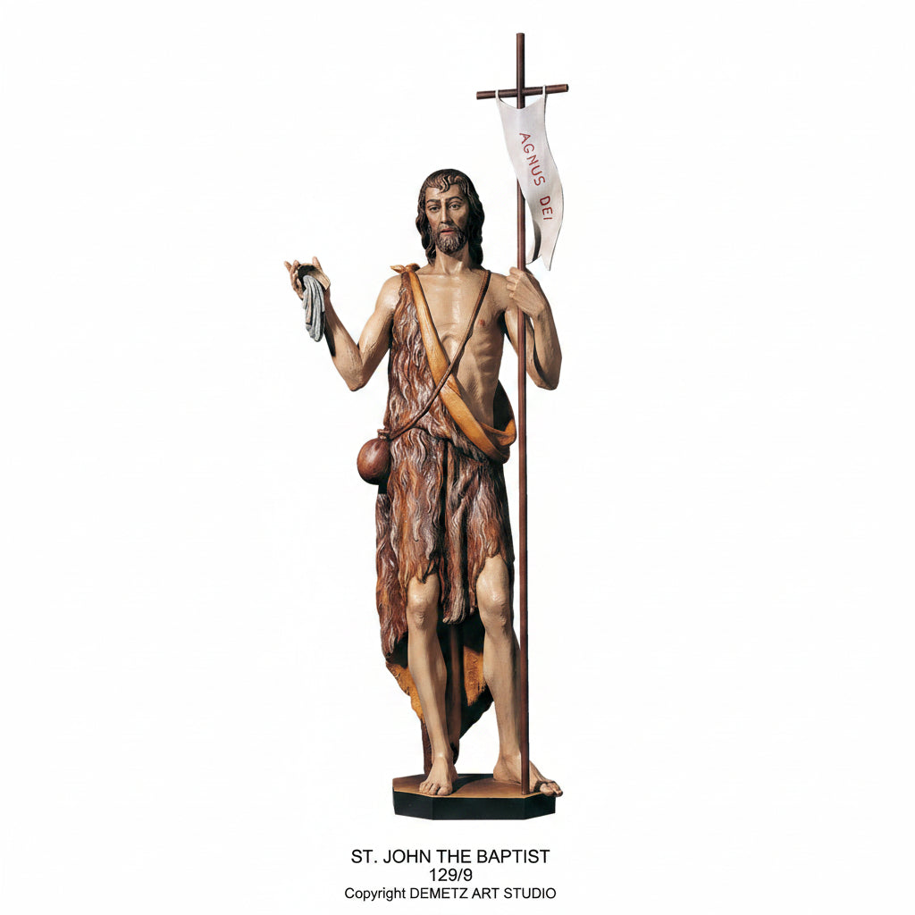 Wood Carved Statue of St. John The Baptist by Demetz (129/9)