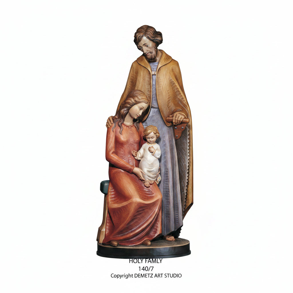 Wood Carved Statue of The Holy Family by Demetz (140/7)