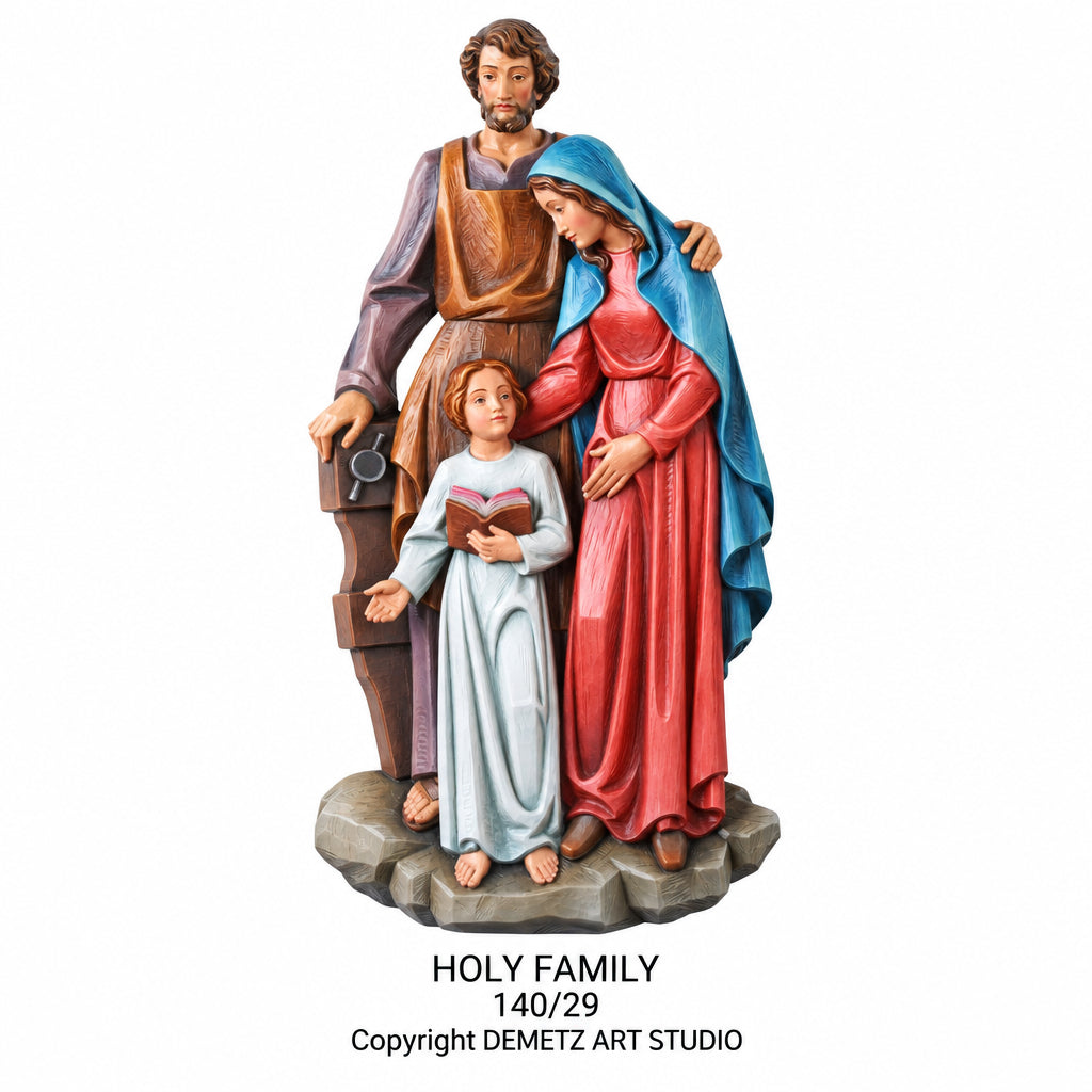 Wood Carved Holy Family - 3/4 Relief by Demetz (140/29)