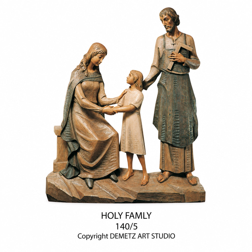 Wood Carved Holy Family - 3/4 Relief by Demetz (140/5)