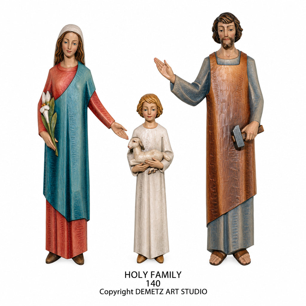 Wood Carved Holy Family - 3/4 Relief by Demetz (140)