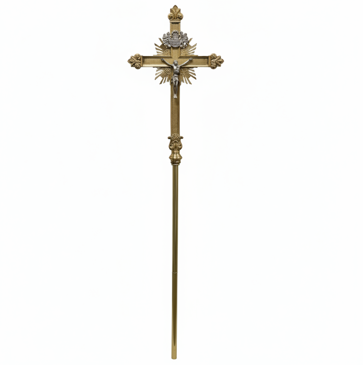 H-140G Gold Plated Processional Crucifix