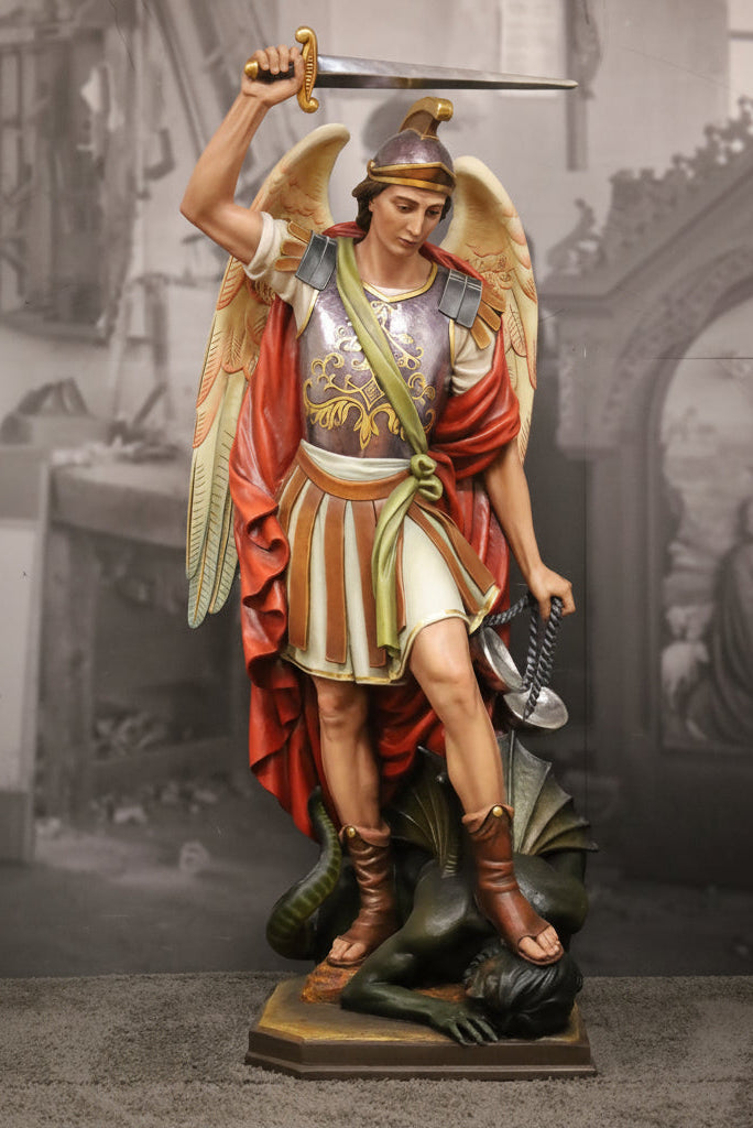 Wood Carved Statue of St. Michael the Archangel