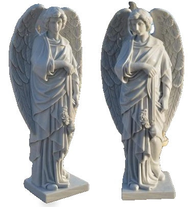 48" Standing Adoring Angel Carved Marble Statues M1415 Fynders Keepers