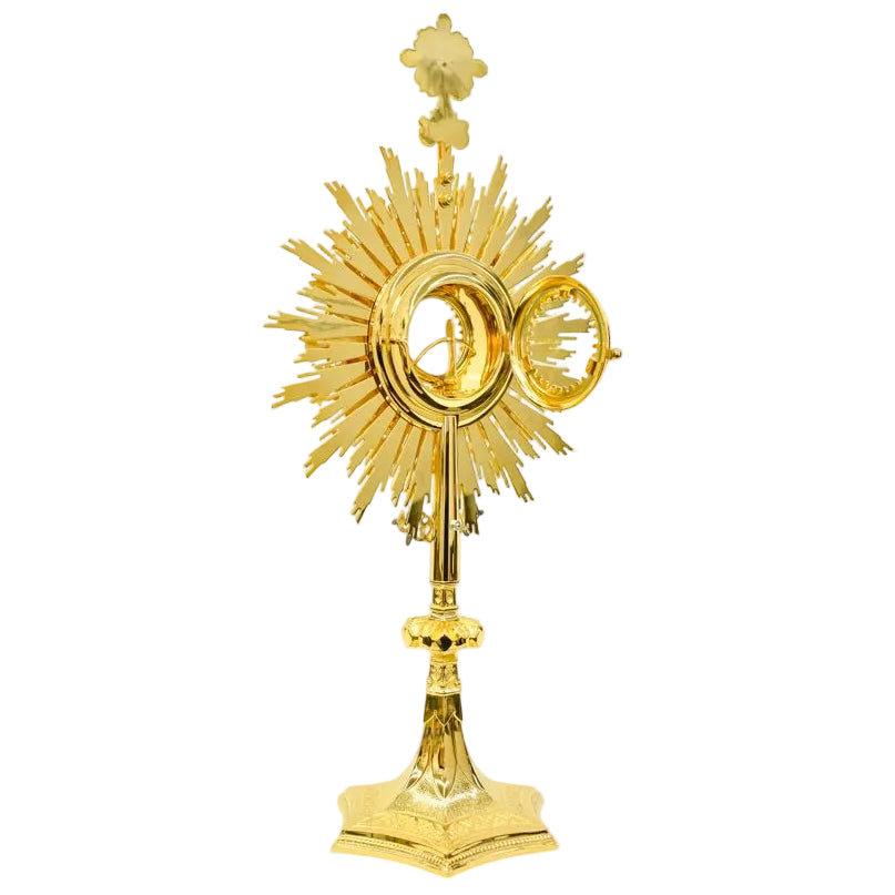 H-210S Traditional Monstrance with Glass Enclosed Luna, Silver Accents
